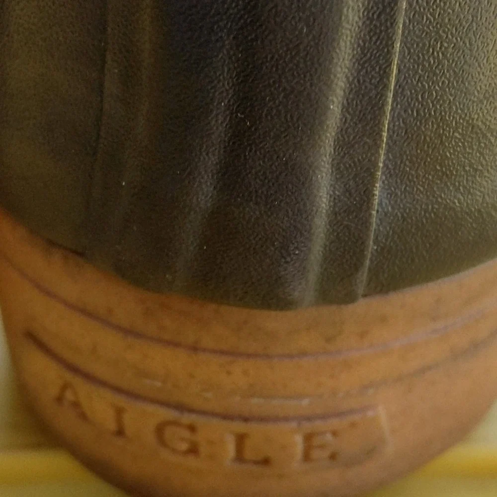 Aigle‎ Men Black Rubber Rain Boots Tall Waterproof Lug Sole Made in France 47